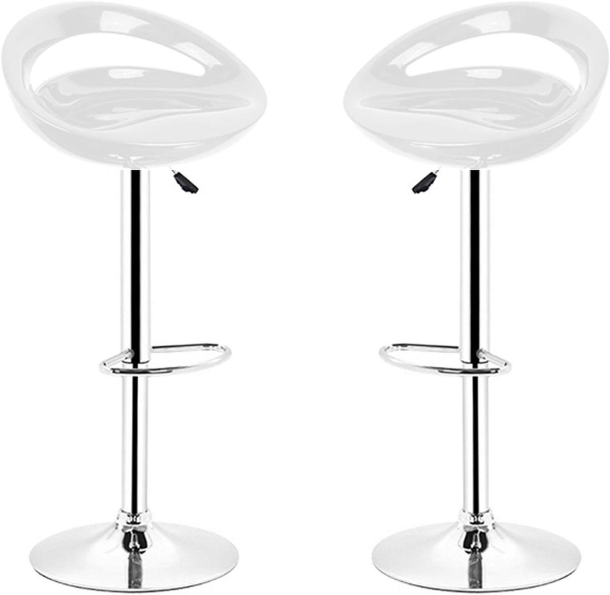 Barkrukken Set - Barstoelen Keuken - Comfortabel Zitten - In Hoogte Verstelbaar - 2 Stuks - Wit