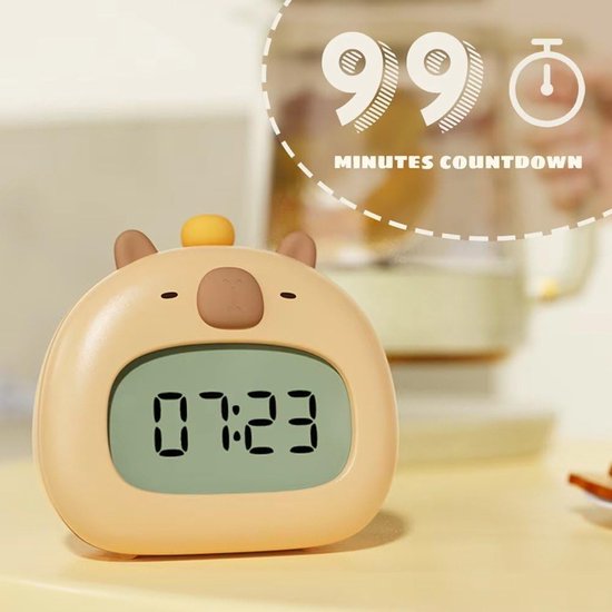 Schattige Wekker - Kinderwekker Nachtlampje - Wakker Worden - Zacht Nachtlampje - 12x8x11 cm - Geel — afbeelding 3