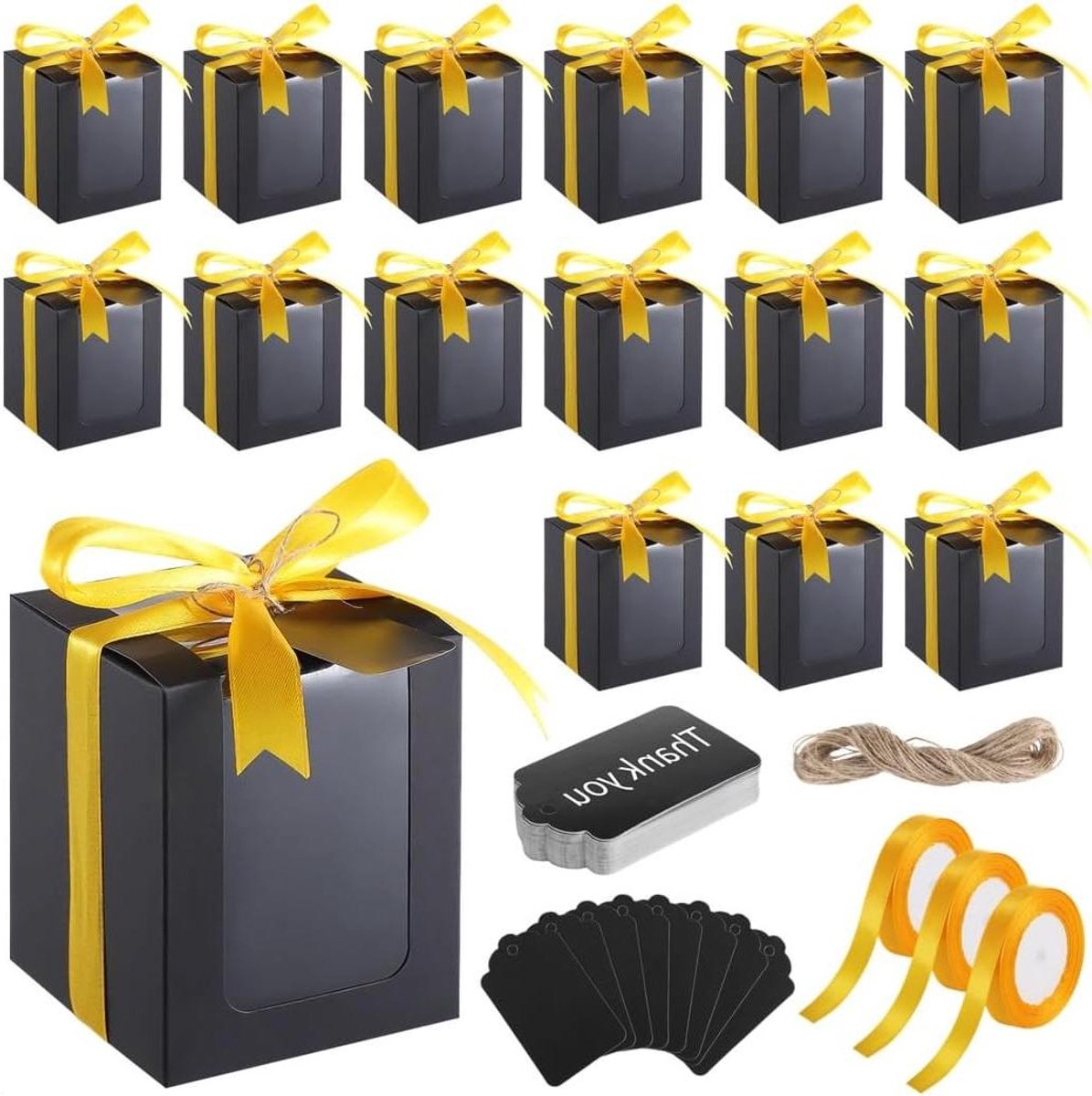 Geschenkdozen Wijn glazen - Verpakking dozen - Feestelijke verpakking - Transparant venster - 50 stuks - Zwart