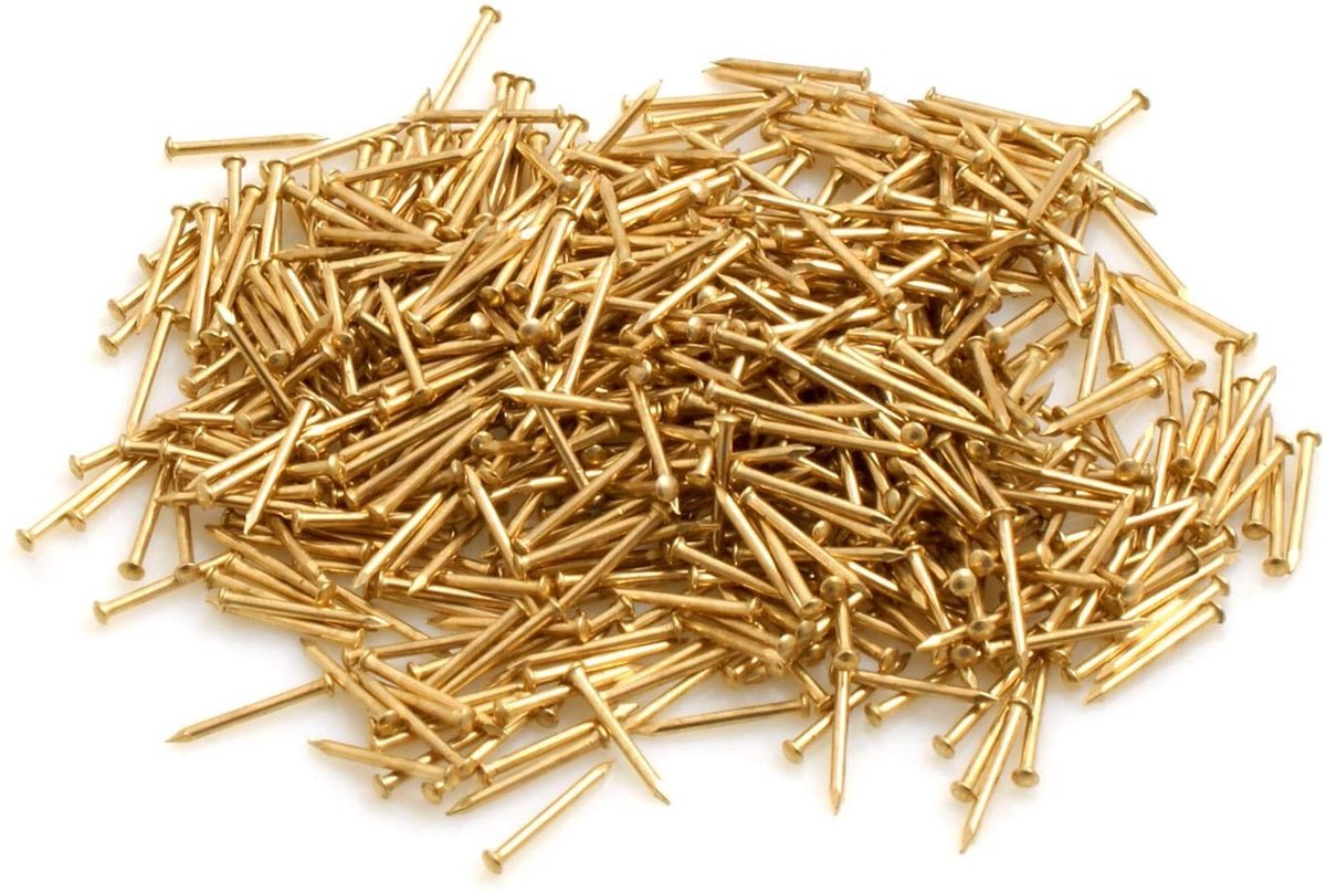 Cosensi - Dailygoody - Ronde kopspijkers - Spijkers 1,4 x 25 mm - Ideaal voor houtbewerking - Messing - Geschikt voor doe-het-zelvers - Ca. 300 stuks
