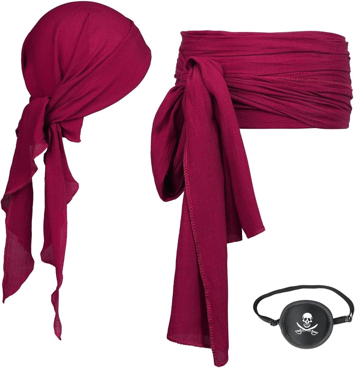 Piratenkostuum voor Volwassenen en Kinderen met Hoed, Riem en Rode Doek voor Halloween Feestjes