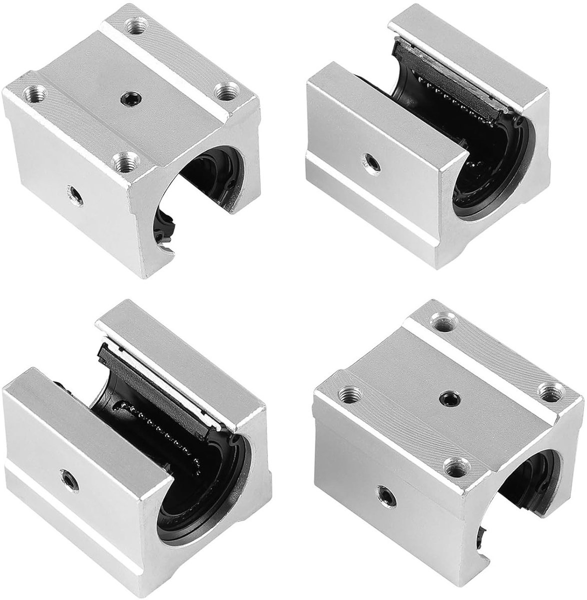 Open lineaire lagergeleiders SBR20UU - 4 stuks van aluminiumlegering voor CNC-machines en elektronische toepassingen, precisie en duurzaamheid