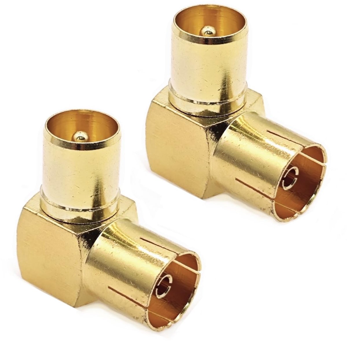 Cosensi - Dailygoods - 2 Stuks Coaxiale Connectoradapter voor TV-antenne, 90 Graden Haaks