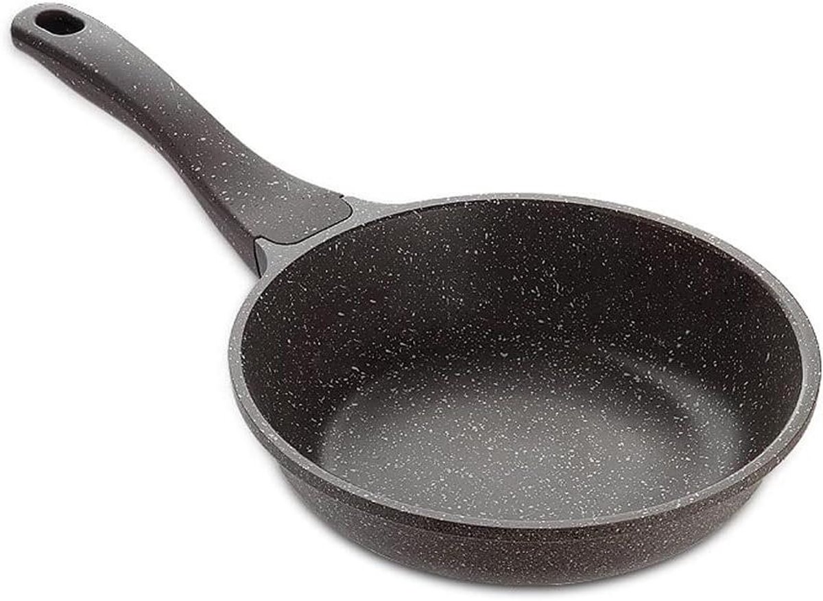 Koekenpan met deksel - Koekenpan koekenpan - Dagelijks koken - Steen coating - 24cm - Zwart