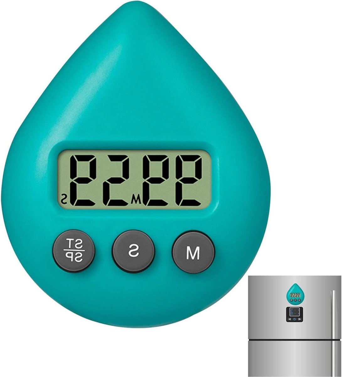 Keukentimer Digitaal - Kookwekker Waterdicht - Tijd Beheren - Luid Alarm - 8 x 6.5 cm - Groen