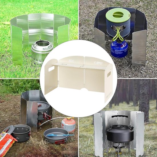 Camping Windscherm - Kookplaat Accessoire - Buiten Koken - Opvouwbaar Ontwerp - 46 x 38 cm - Zilver van Camping — afbeelding 3