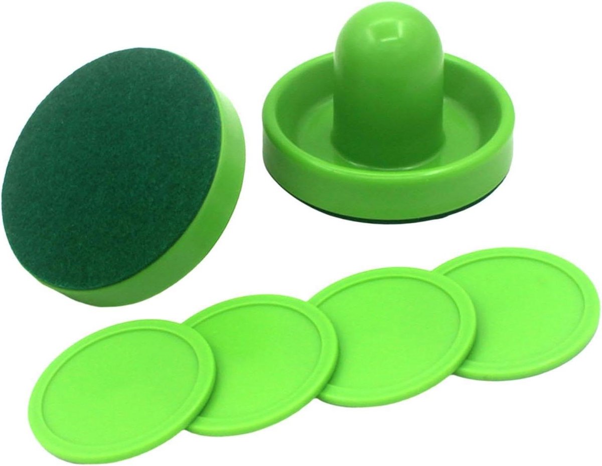 Airhockey Set - Puscher Puck - Indoor Spel - Duurzaam Kunststof - 96 mm Pusher - Groen