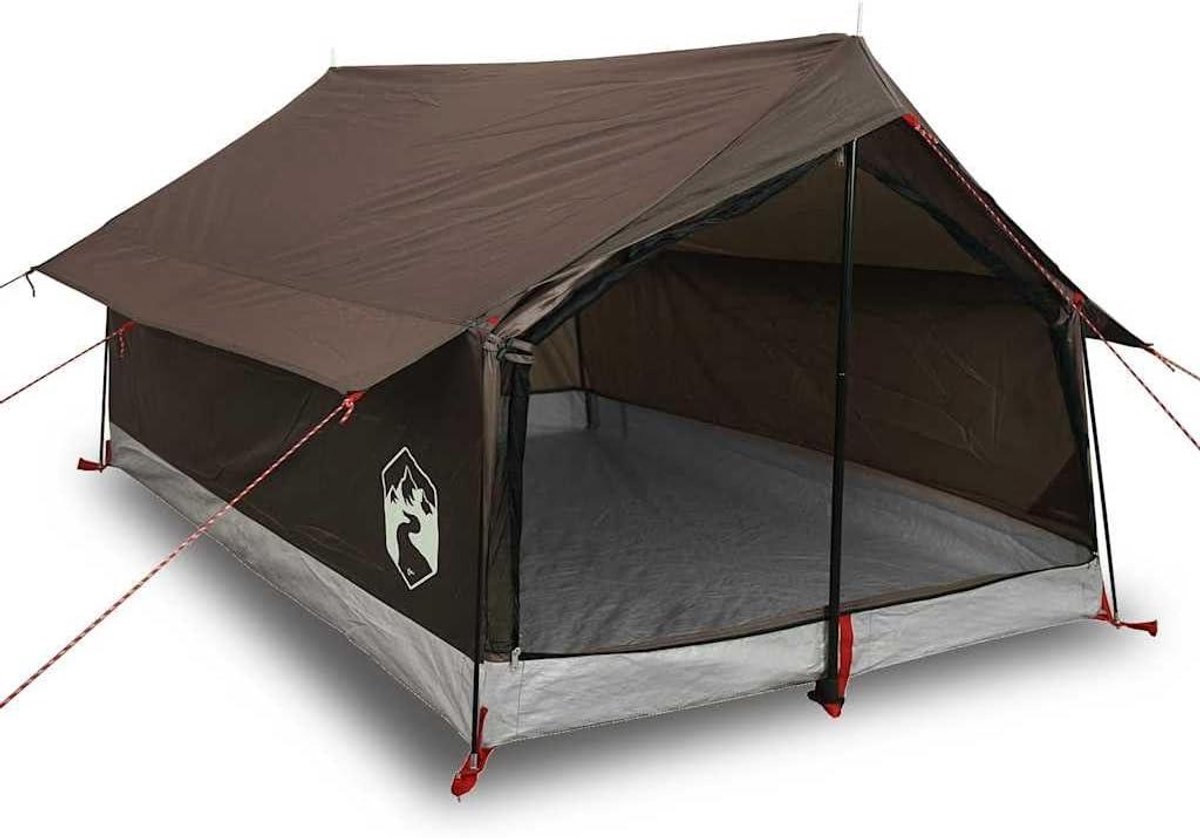 Campingtent 2 personen - Opvouwbare tent - Buiten kamperen - Met E-aansluiting - 200 x 124 cm - Bruin