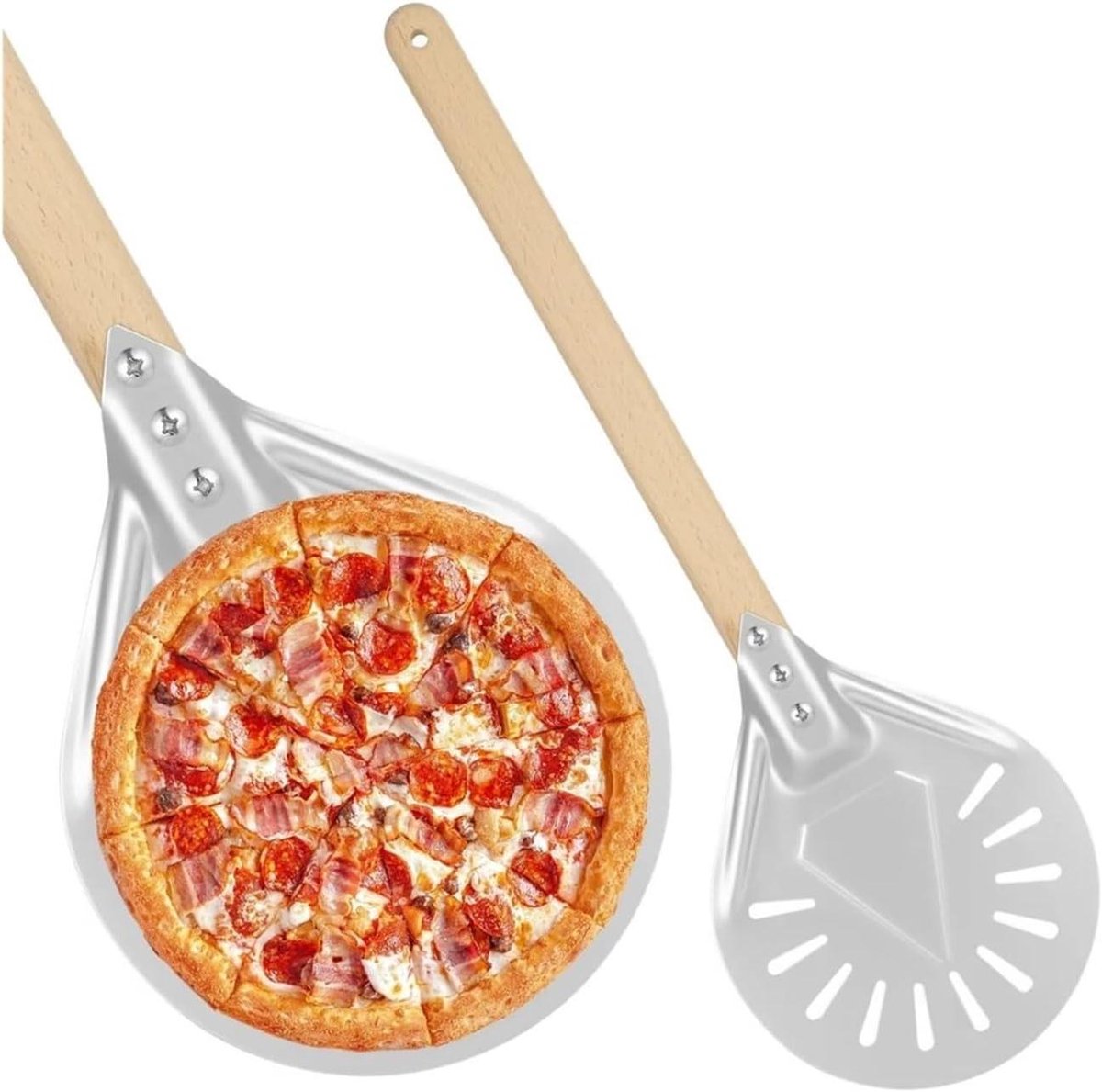 Pizza Schep - Pizza Spatel - Bakken Brood - Geperforeerd Ontwerp - One Size - Zilver