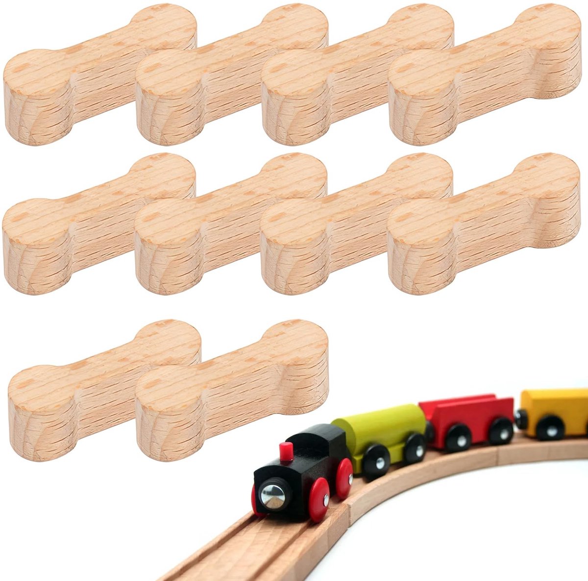 Dailygoods - Dailygoody - Universele Connectorset - Spoorbaan Adapter - Voor Houten Spoorbanen - 10 Stuks - Compatibel met Brio en Thomas - Geschikt voor Kind