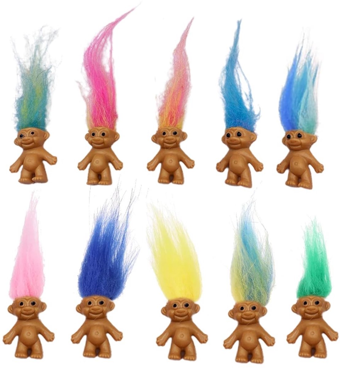Dailygoods - Dailygoody - Betoverende verzameling mini-troll-poppen - Schattige actiefiguren - Perfect voor knutselprojecten - Miniatuur geluksbrengers - Voor kind...