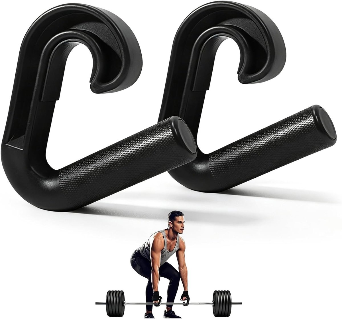 Dubbele D Krachtgrepen voor Optrekstangen - 90° Haaktrekgrepen en Bevestigingen voor Thuis Gym, Ideaal voor Krachttraining en Fitness Accessoires
