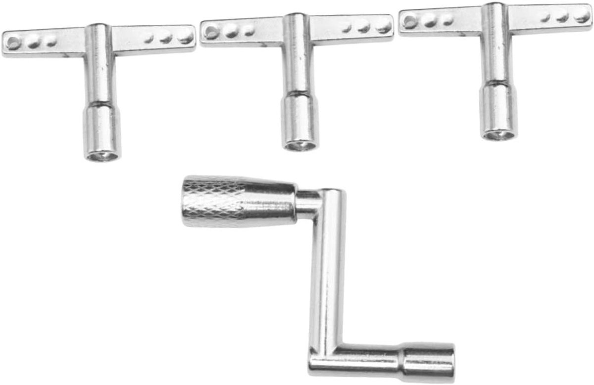 Drumsleutel Set - Stemgereedschap - Drum Stemmen - Continu Beweging - 4 Delig - Zilver
