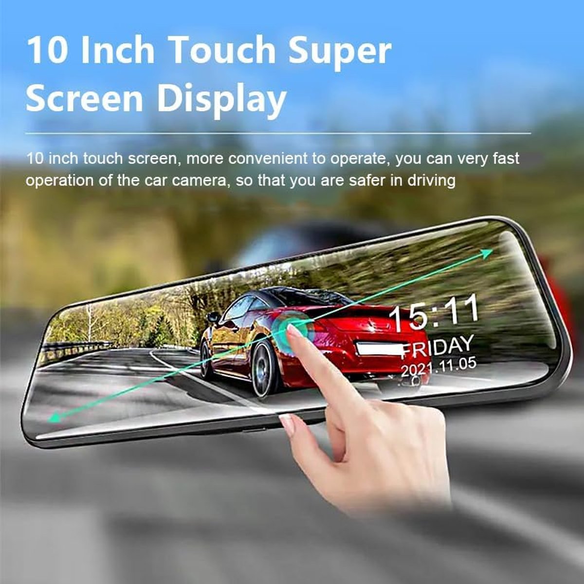 Spiegel Dashcam - Auto Camera - Veilig Rijden - Streaming Media - 10 Inch - Zwart – foto 2