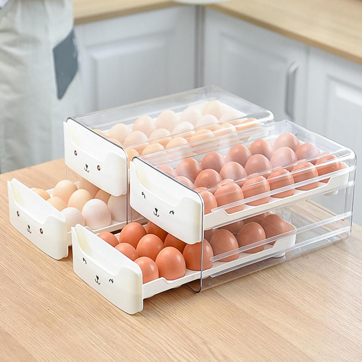 Dubbellaags Eiercontainer - Koelkast Lade - Keuken Organisatie - Lade Ontwerp - 305x17x15cm - Doorzichtig