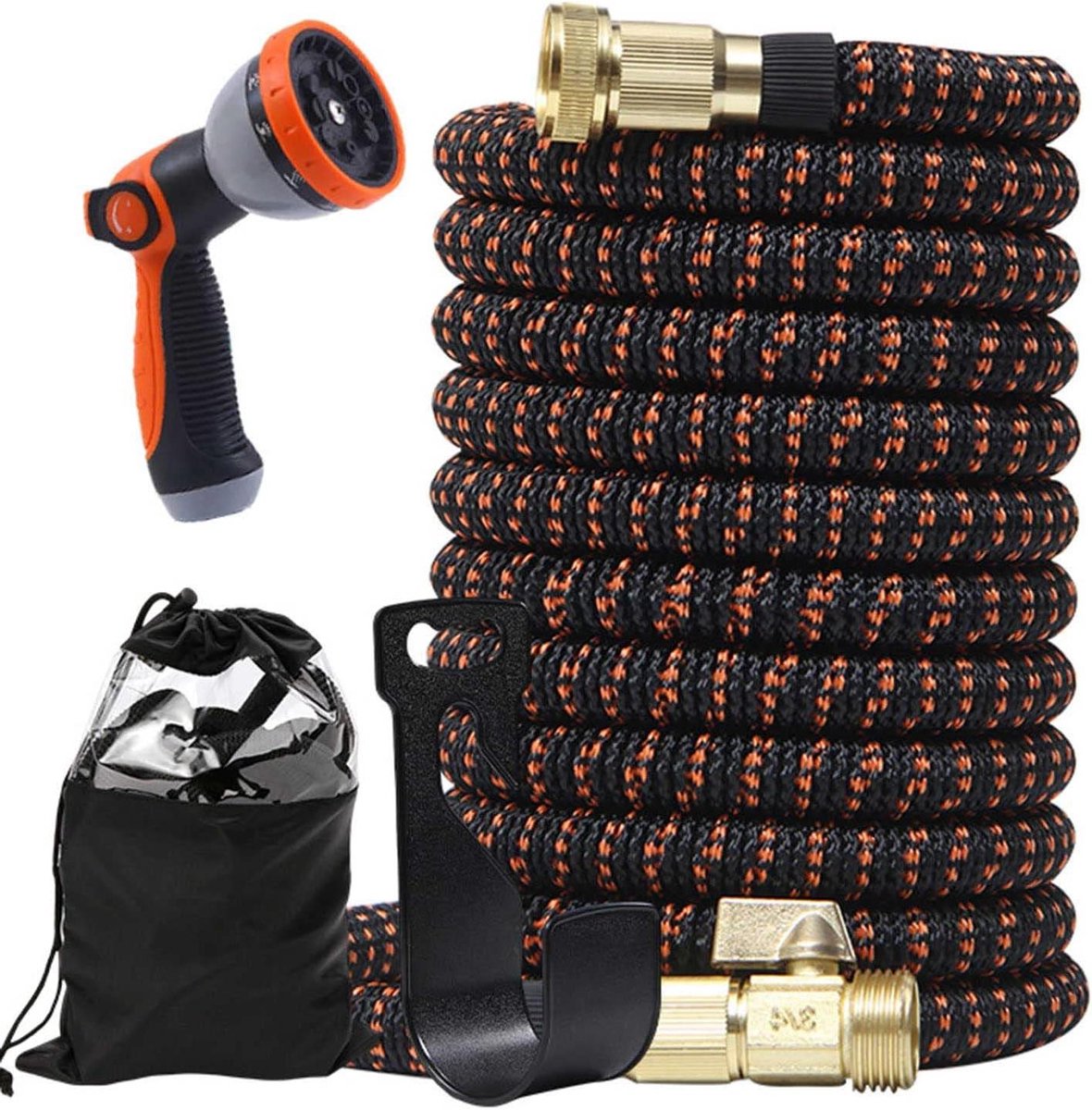 Uitbreidbare Tuinslang - Flexibele Waterslang - Tuin Besproeien - Zelfuitzetting - 75-300FT - Zwart/Rood