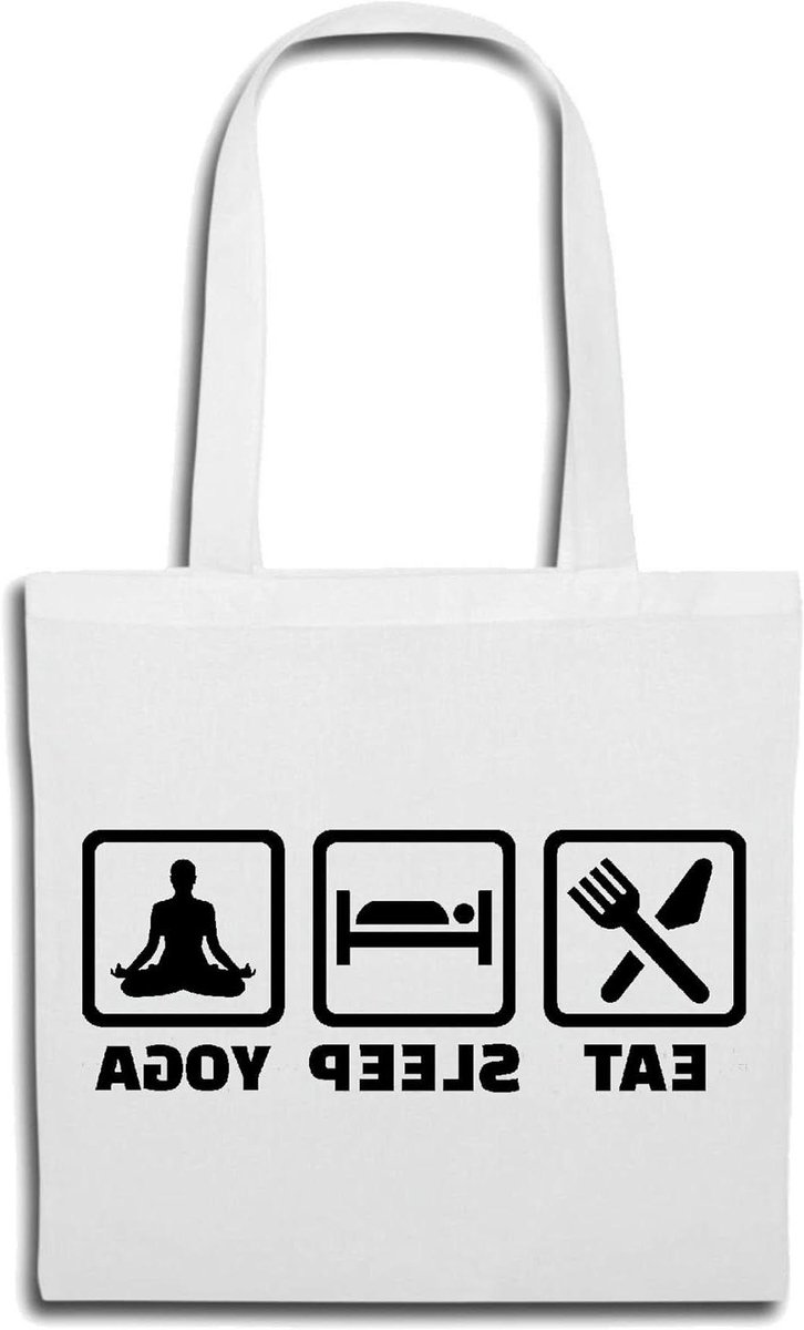 Schoudertas - Gymtas Boodschappentas - Dagelijks Gebruik - 100% Katoen - 38x42 cm - Wit