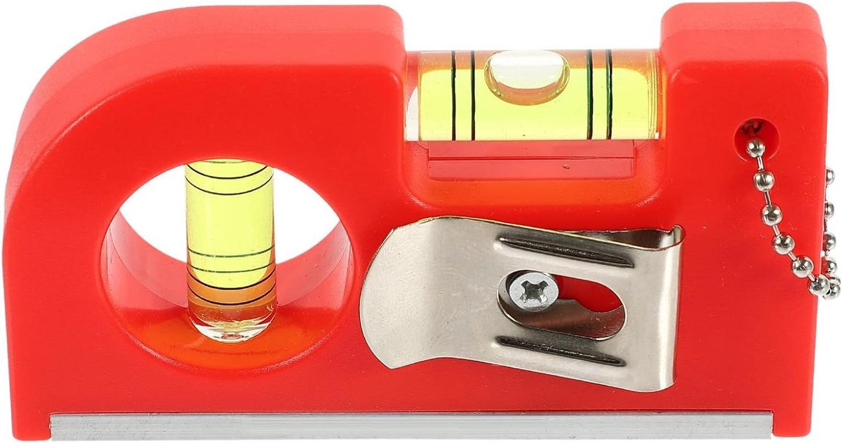 Hangende Waterpas - Lijn Waterpas - Precisie Klussen - Fluorescerende Buis - 8.5 x 4.5 cm - Rood