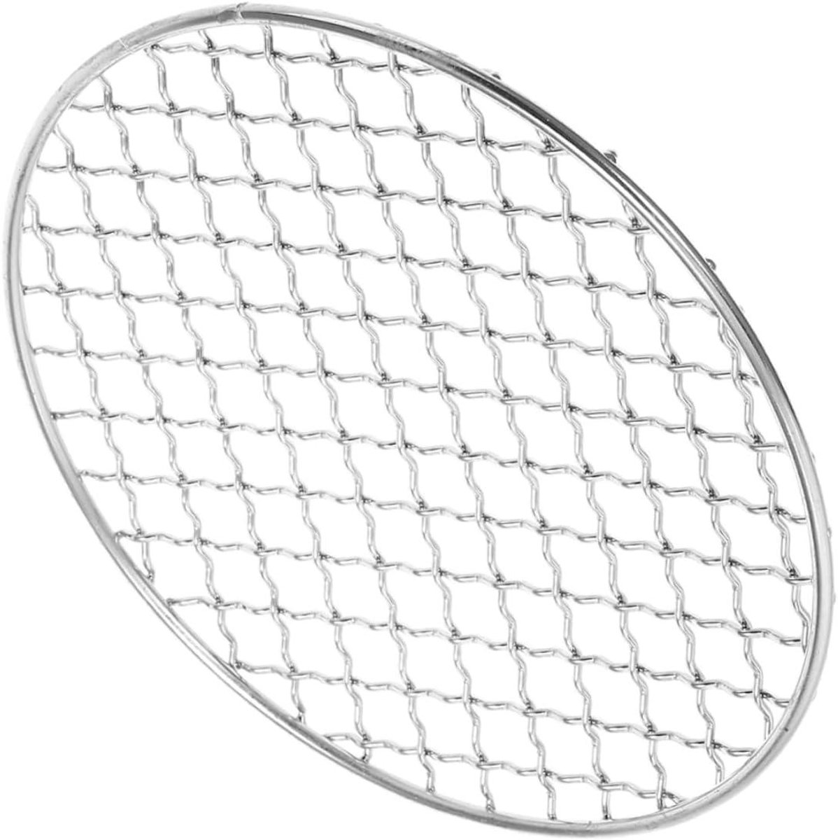 BBQ rooster - Grill net - Buiten koken - Gelijkmatige warmte - 20 cm rond - Zilver