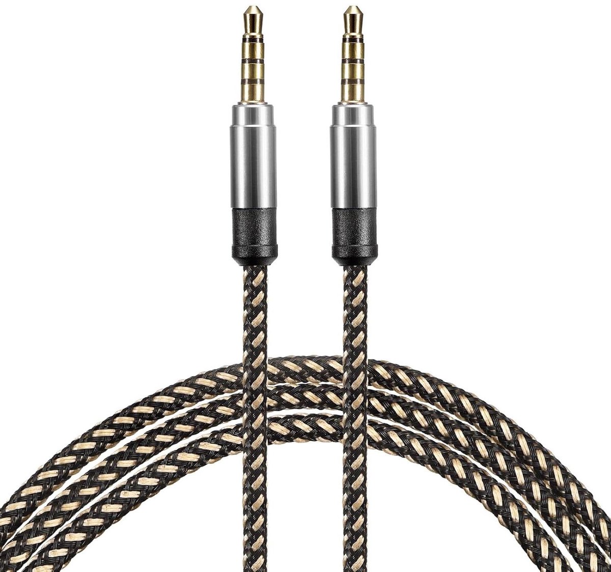Aux Kabels - Audio Kabel - Muziek Streamen - Gevlochten Nylon - 15 Meter - Bruin