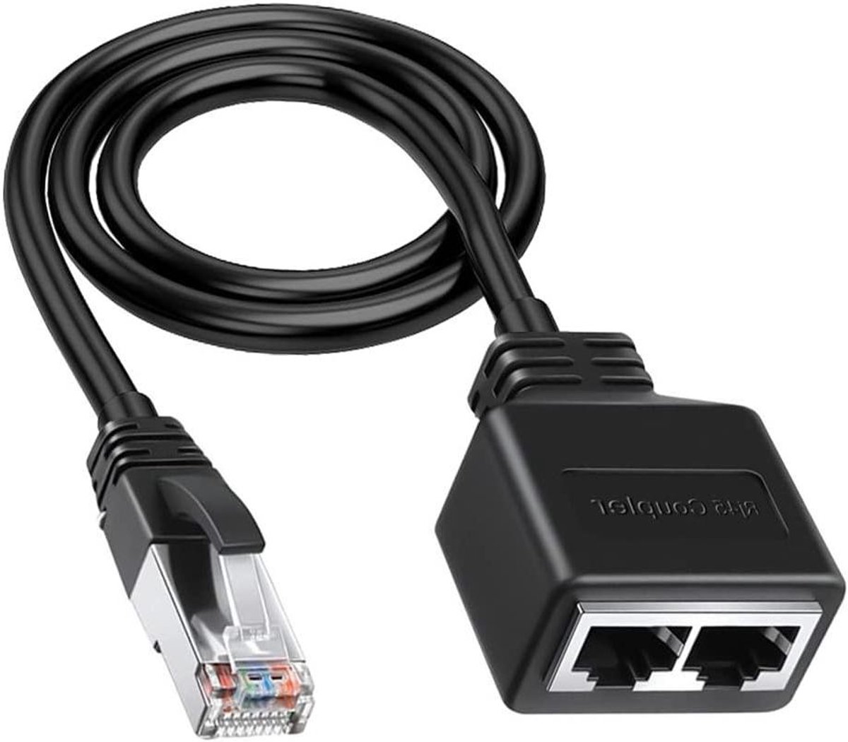 Ethernet Adapter - Netwerk Splitter - Netwerk Uitbreiden - Plug en Play - 24cm Lengte - Zwart