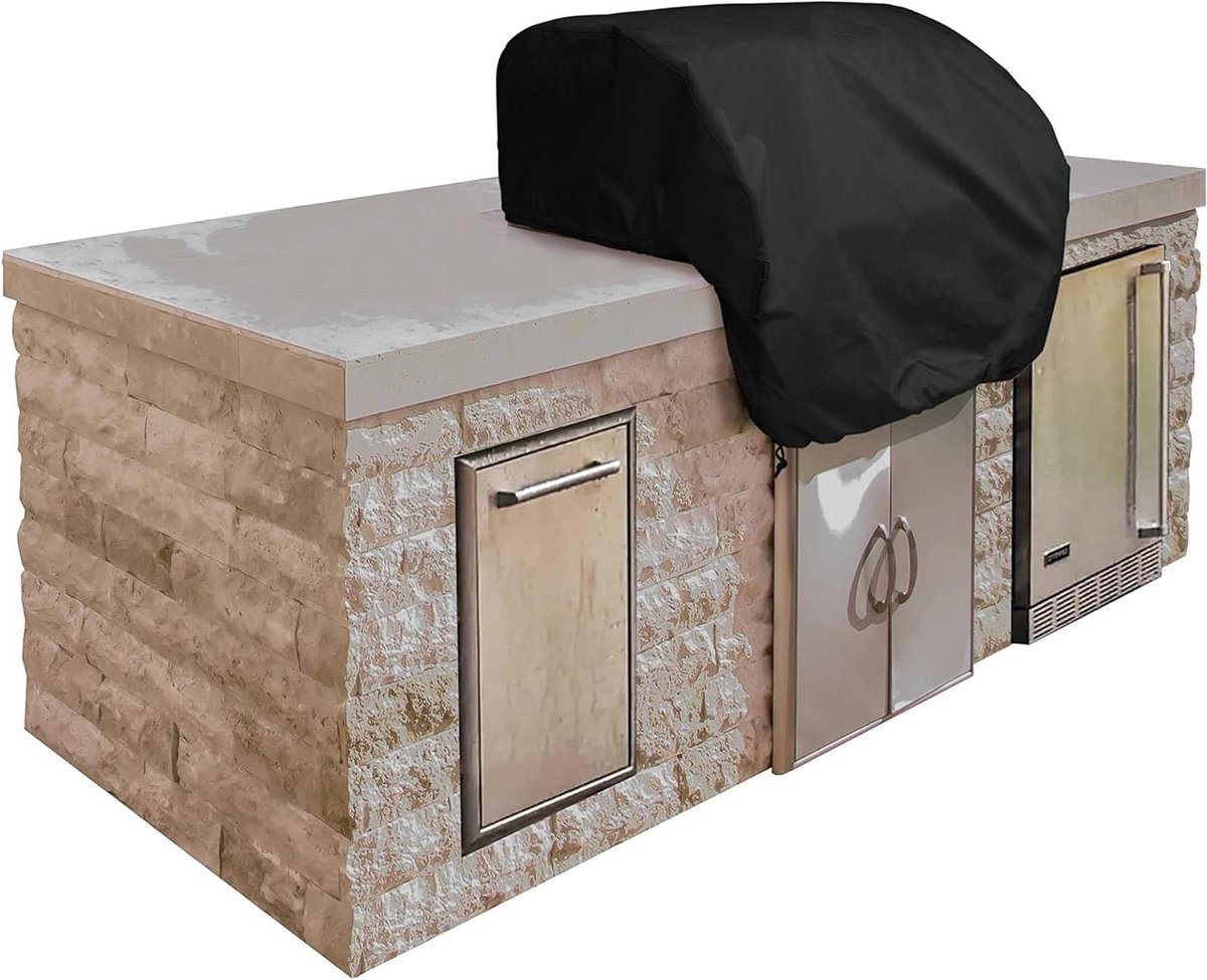 Grillhoes Ingebouwd - BBQ Cover - Bescherming Buiten - Elite Polyester - 71x107x36 cm - Zwart