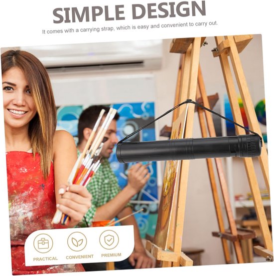 Telescopische Buis - Poster Koker - Kunst Opslag - Verstelbare Lengte - 77 cm - Zwart — afbeelding 3
