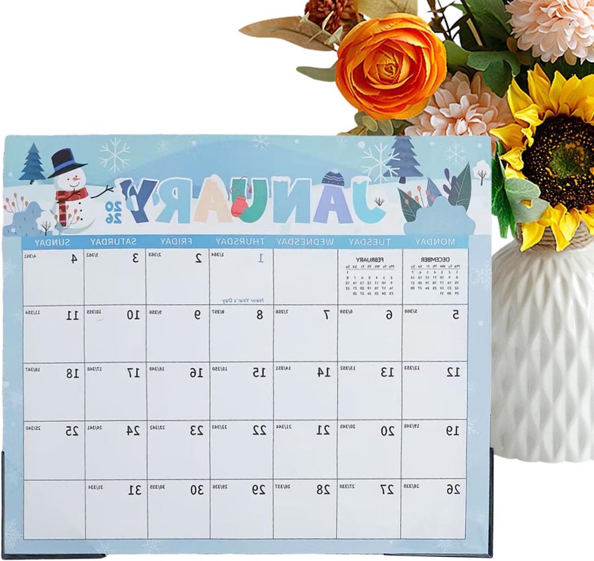 Koelkastkalender 2026-2027 - Schemaplanner magneet - Gezinsplanning organiseren - 18 maanden planning - 33 x 29 cm - Wit