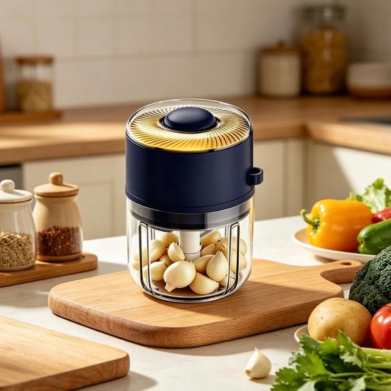 Mini Hakmolen - Kleine Keukenmachine - Eten Bereiden - Oplaadbaar Draadloos - 350ml Capaciteit - Blauw van MINI — afbeelding 5