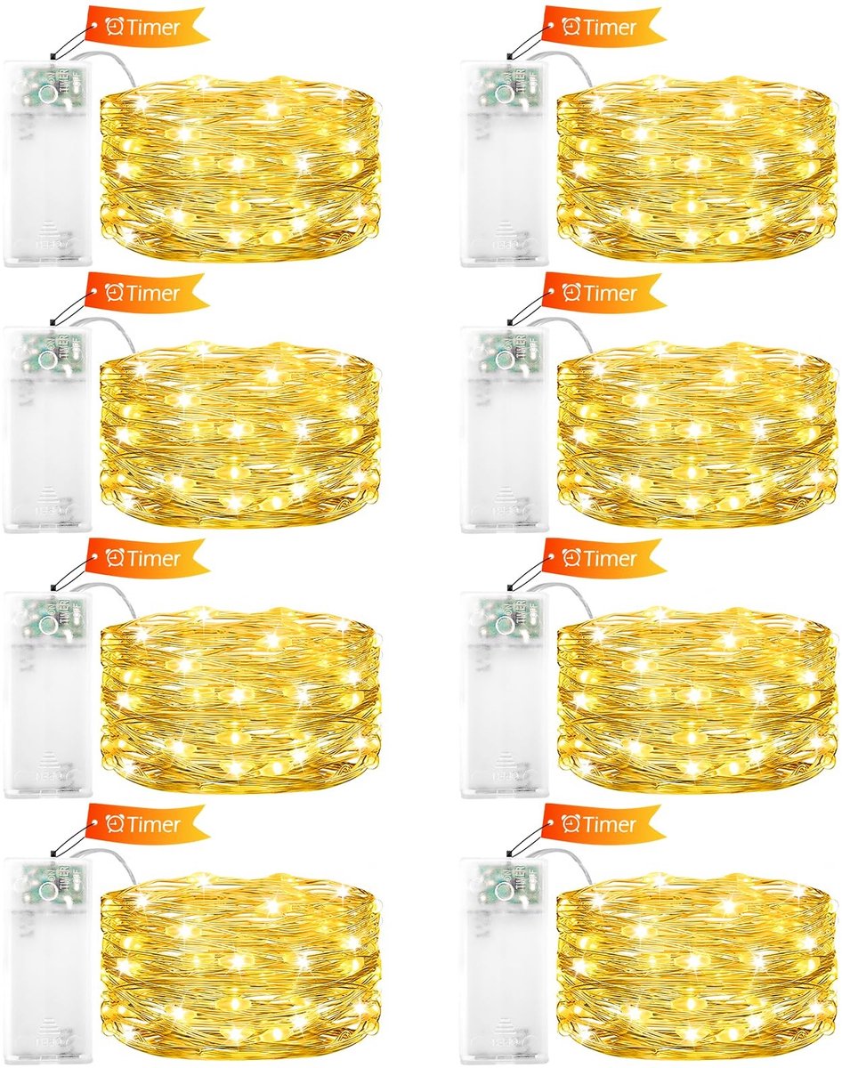 Innovra - Dailygoods - Led-lichtsnoer 2 Meter met 20 Warmwitte Leds en Timerfunctie