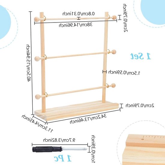 Houten Ribbon Organizer voor Creatieve Ruimtes - Opbergoplossing voor Ribbons, Spoelen en Knutselmaterialen, 11.2 x 34.3 x 40.5cm van houten — afbeelding 5