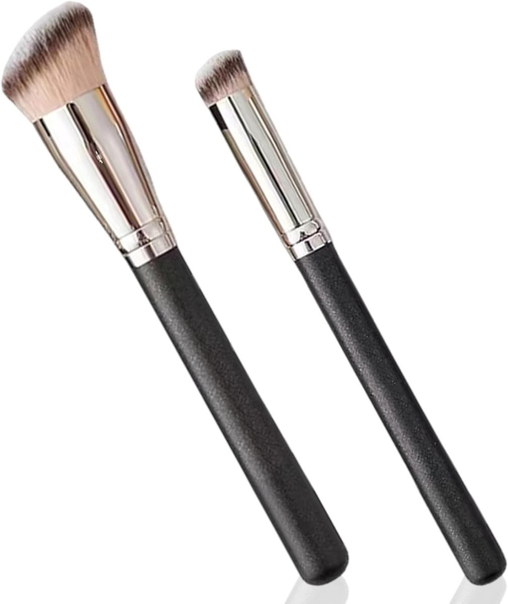 Kabuki Concealer Borstels - 2 Stuks Mengborstels voor Make-up, Draagbare Contourborstels voor Vloeibare Crème en Setting Poeder