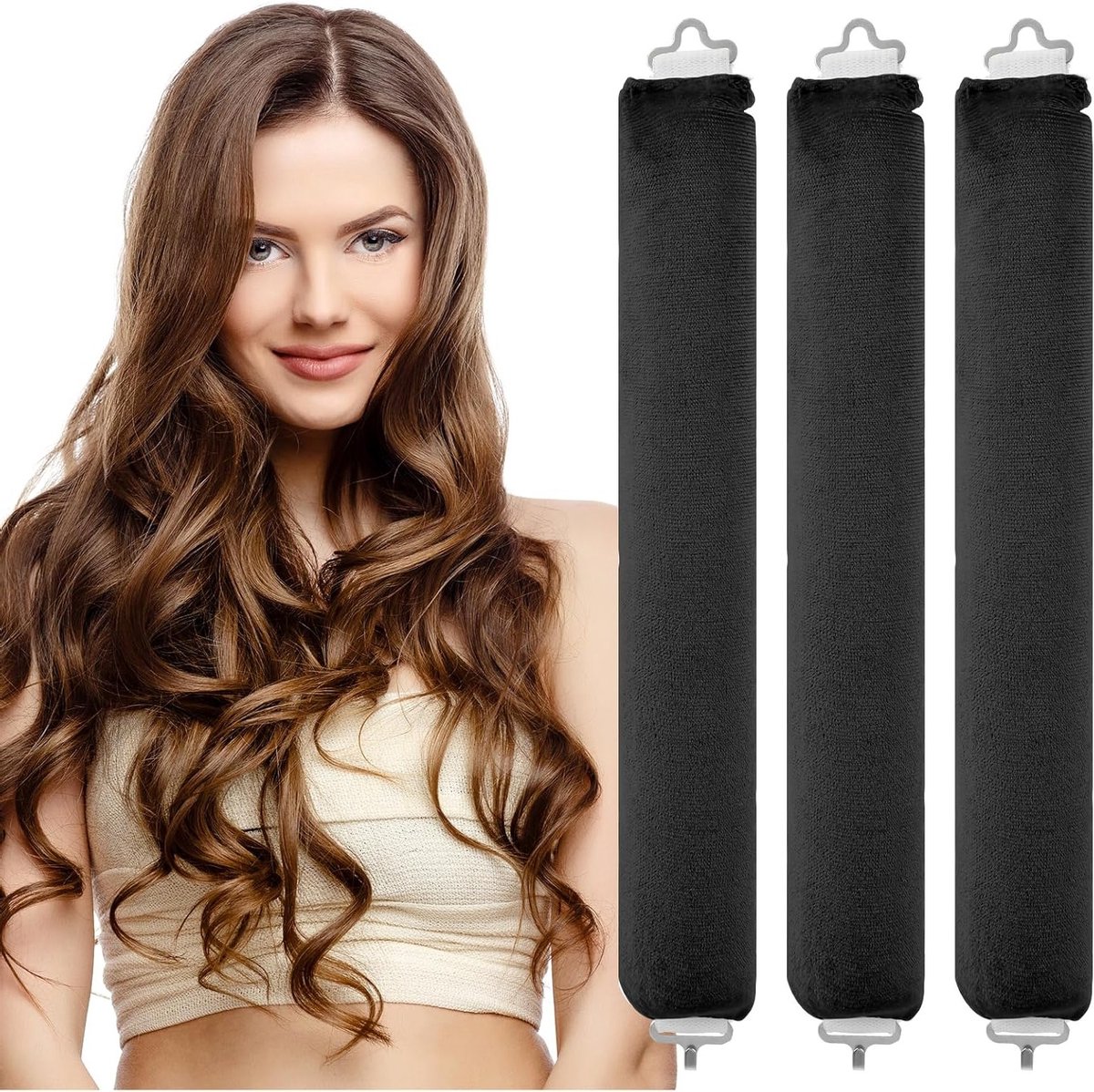 Zonder hitte krullers, 3-delige set, hittevrije krulband, perfecte krullen voor alle haartypes, eenvoudig in gebruik, ideaal voor een mooie look zonder schade aan het haar