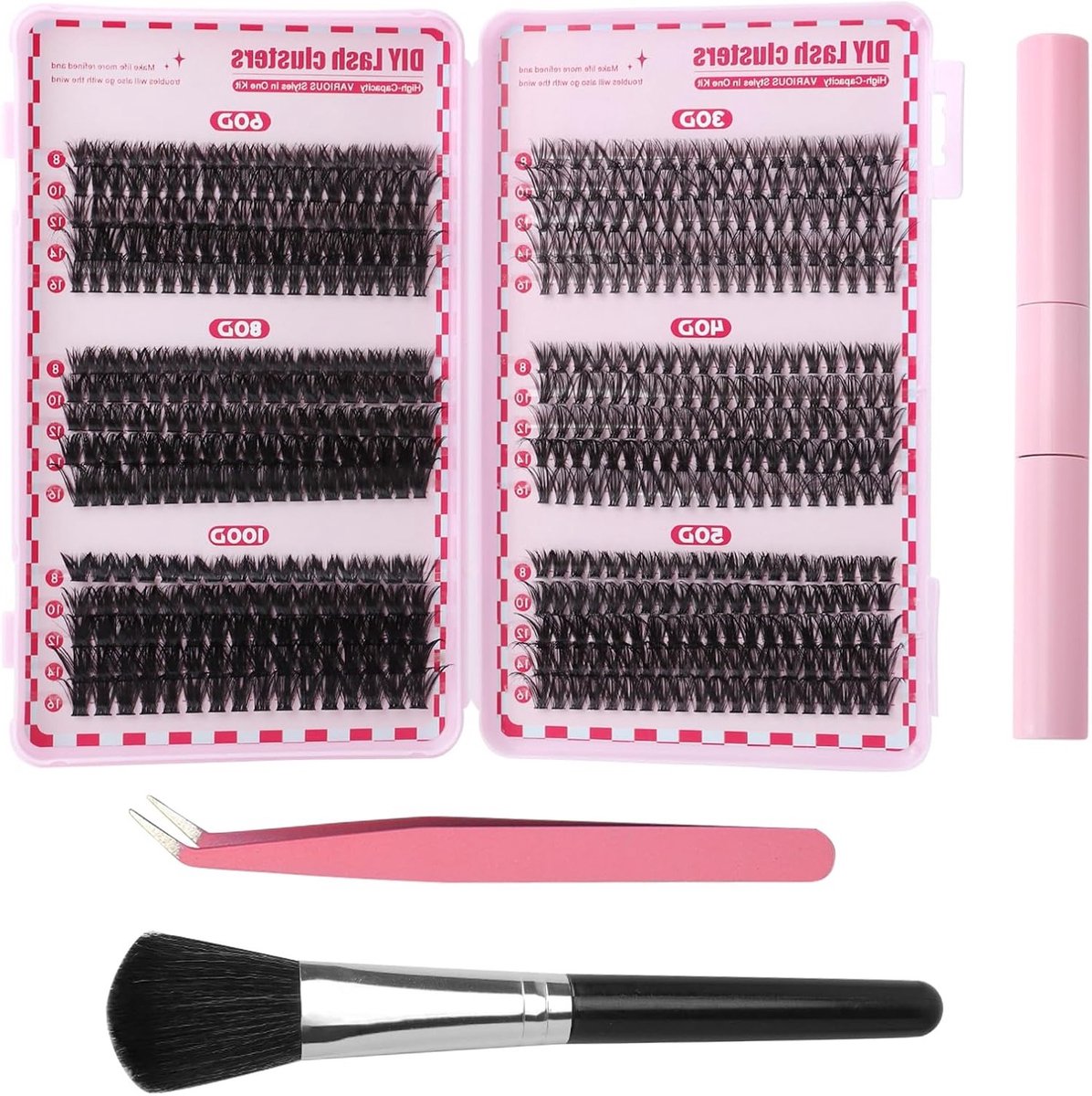 Complete DIY Wimperextensions Set - 580 Stukken met Clustereyelashes in 6 Lengtes voor een Natuurlijke Look en 7 Dagen Houdbaarheid