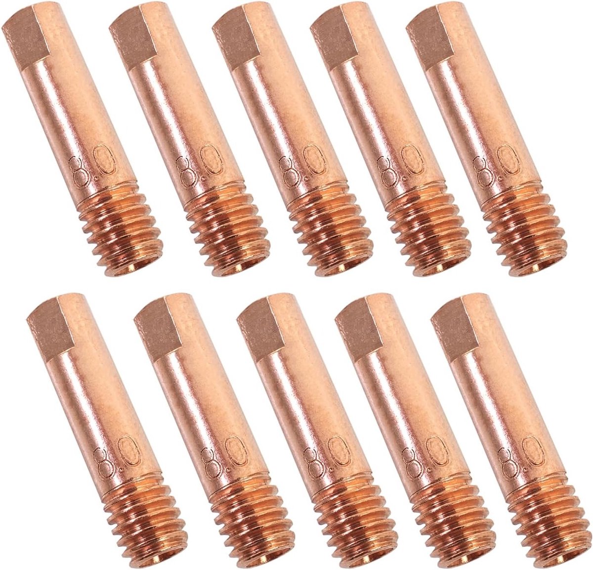 10 Stuks 0.8mm MIG MAG Gasdoppen en Contactpunten voor Lassen, M6 Draad, Koper Tips voor Solderen en Branders
