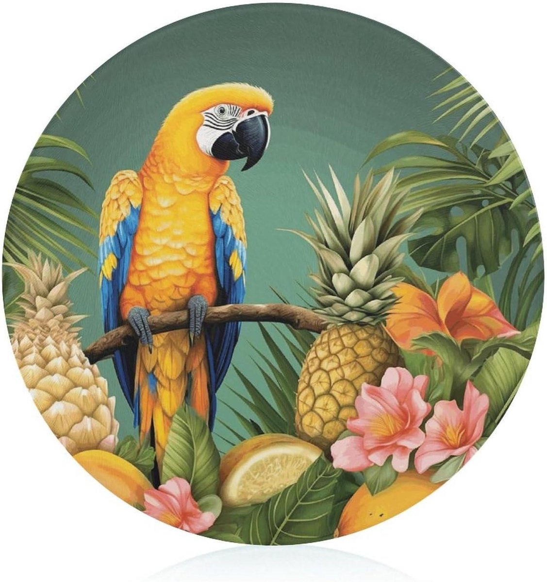 Glazen snijplank, Zomer Papegaai Ananas Vogel Print Glas Snijplank Kleine Snijplank Reizen Snijplank Groente Snijplank