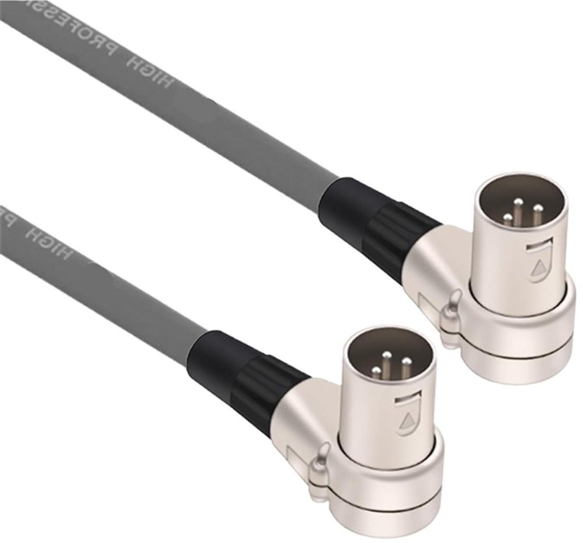 Audiokabel - Microfoonkabel XLR - Muziek Opnemen - 90 Graden Hoek - 05 Meter - Grijs