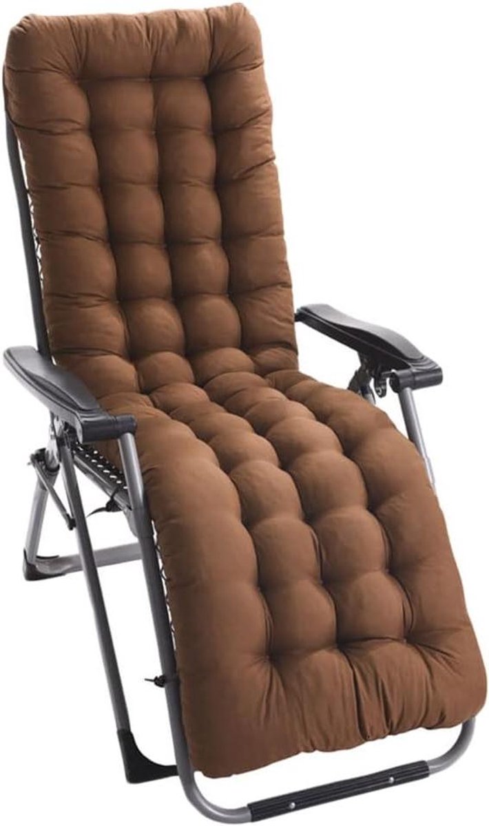 Tuinstoelkussen - Loungekussen Ligstoel - Buiten Ontspannen - Waterdichte Vezels - 48 x 170 cm - Koffie