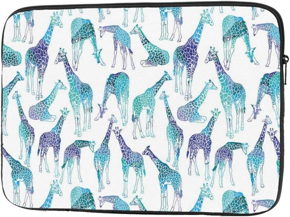 Laptop Sleeve - Computer Tas - Veilige Opslag - Giraffe Patroon Print - 10-17 Inch - Zwart