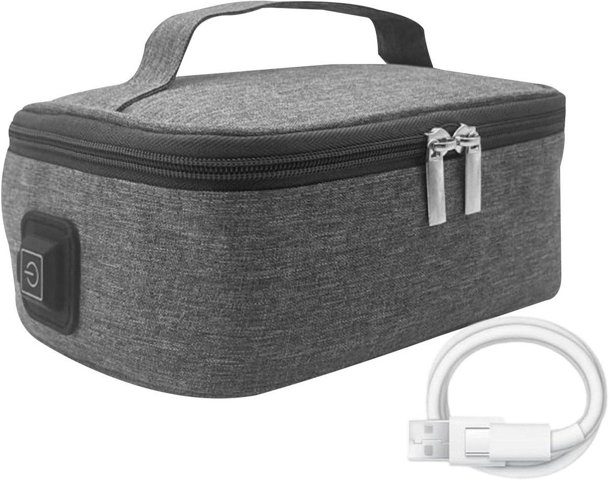Lunchbox Verwarmer - Verwarmde Tas - Warme Maaltijden - Drie Warmtestanden - 21 cm Lengte - Zwart