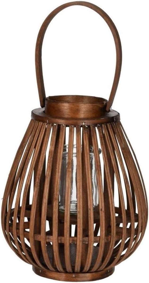 Decoratieve Lantaarn - Buitenlamp - Tuin Sfeer - Natuurlijk Materiaal - 27 cm - Bruin