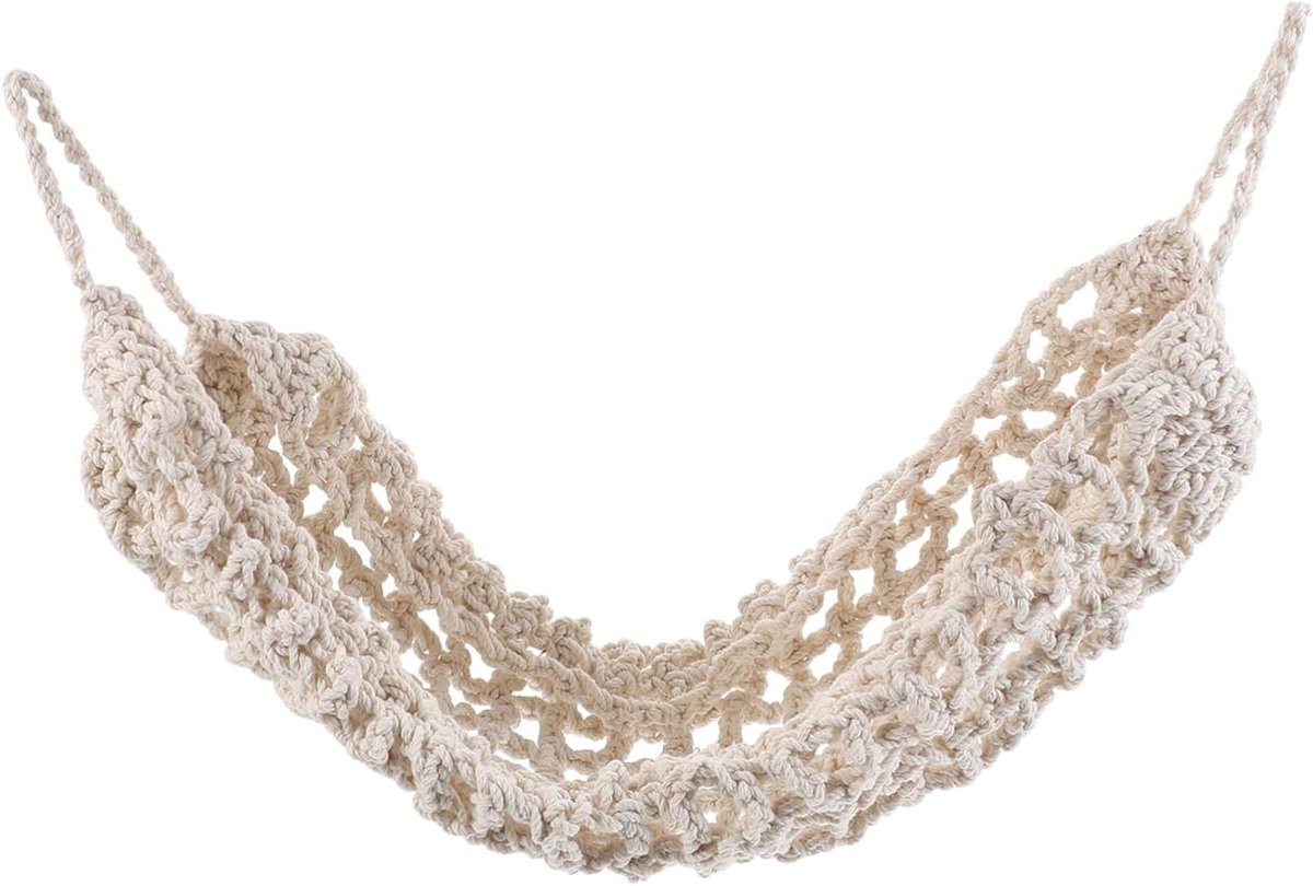 Hangnet Keuken - Fruitmand Net - Keuken Opbergen - Handgeweven Design - 30x30 cm - Beige