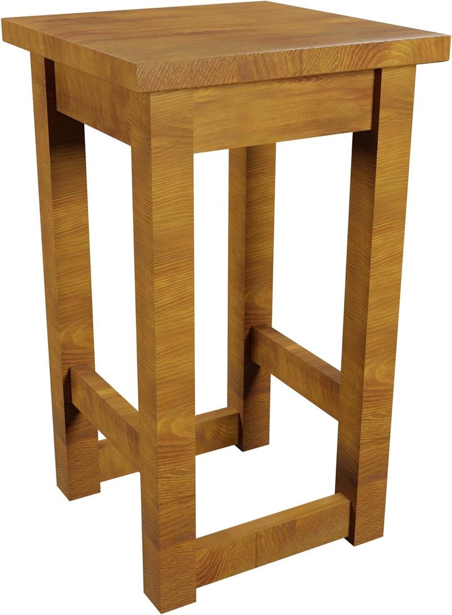 Barkruk Massief Hout - Hoge Kruk - Aanrecht Gebruik - Handgemaakt Design - 70 cm Hoog - Eiken