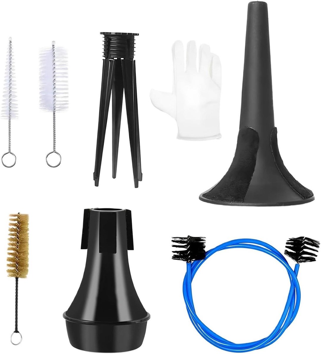 Trompet Reinigingsset - Muziek Accessoire - Instrument Onderhoud - 7-Delige Set - 18 x 13 x 10 cm - Koper