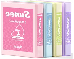 SUNEE 3 ringband 3 inch D-ring, transparante ringband drie schuine ring PVC-vrij (geschikt voor schoolmap of kantoorbindmiddel), diverse pastelbindmiddelen, 4 stuks