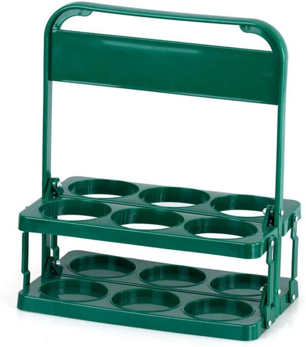 Flessendrager - Draagmand - Keuken organiseren - Opvouwbaar ontwerp - 6 flessen - Groen