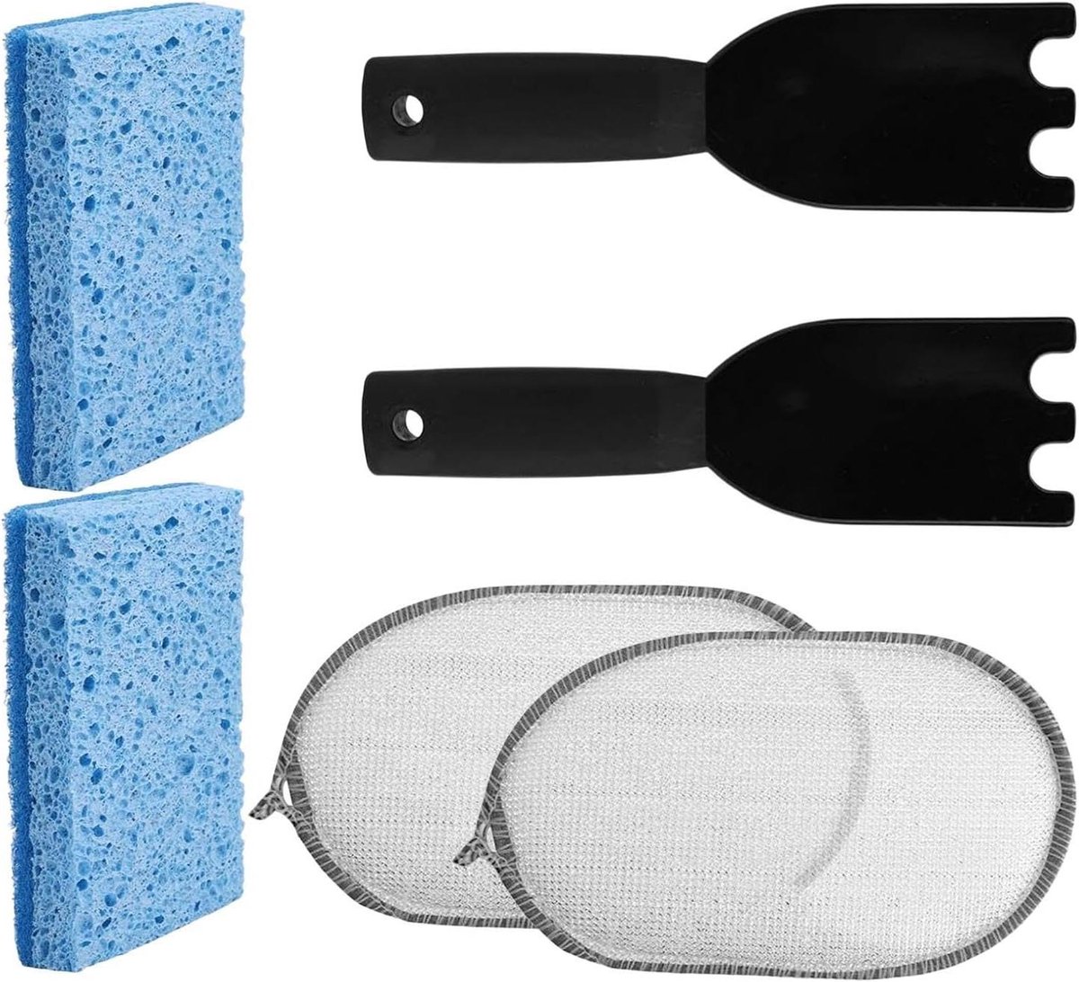 BBQ Schoonmaakset - Schrob set - Grill Reinigen - Dubbelzijdige spons - 15 x 20 x 10 cm - Grijs