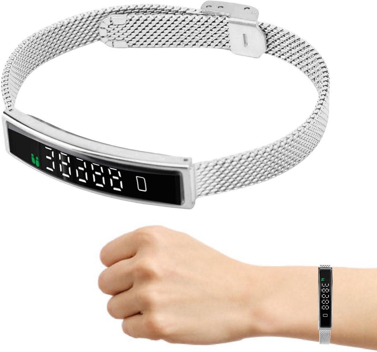 Fitness Tracker - Slimme Armband - Gezondheid Beheer - Fotografie op Afstand - 5.6mm Dik - Zilver