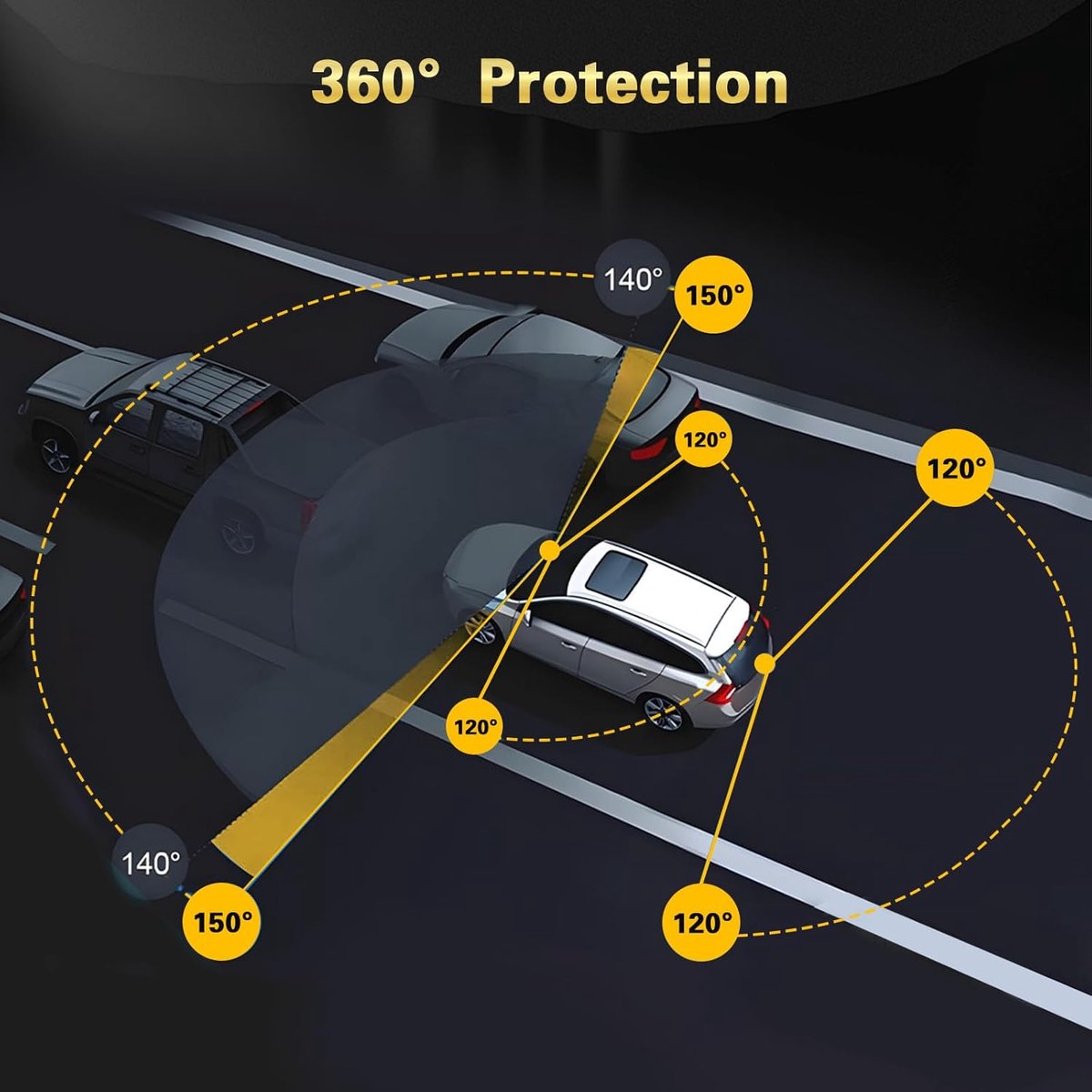 Auto Dashcam - Rijcamera Voertuig - Veilige Rit Registratie - Drie Camera's HD - 3.16 Inch Scherm - Zwart – foto 3