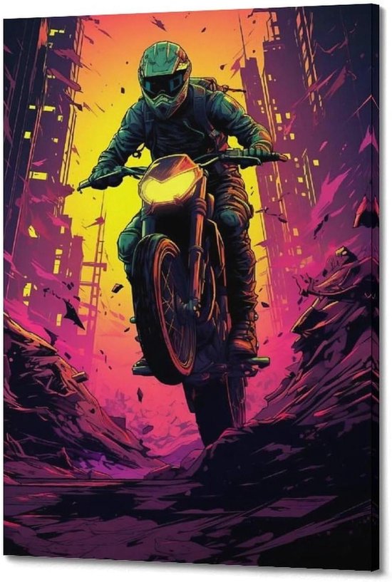 Sportposter Motor - Decoratief schilderij - Muurdecoratie - Canvas print - 50 x 75 cm - Meerdere kleuren